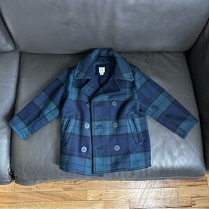 Toddler Blue Plaid Peacoat